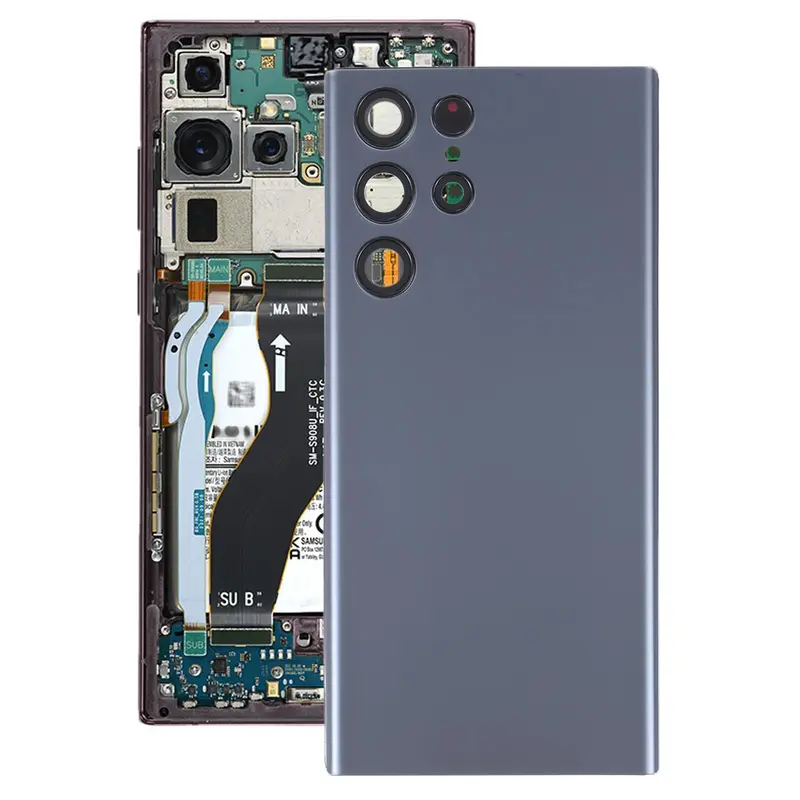 Achterklep met cameralensframe voor Samsung Galaxy S22 Ultra 5G SM-S908B (blauw)
