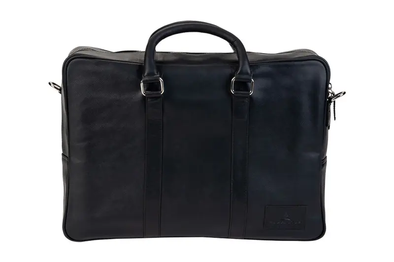 BLUCACTUS OB1003BK Leather Office Bag Black