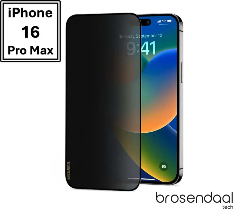 Brosendaal Privacy Screenprotector iPhone 16 Pro Max – Anti-spy Gehard Glas