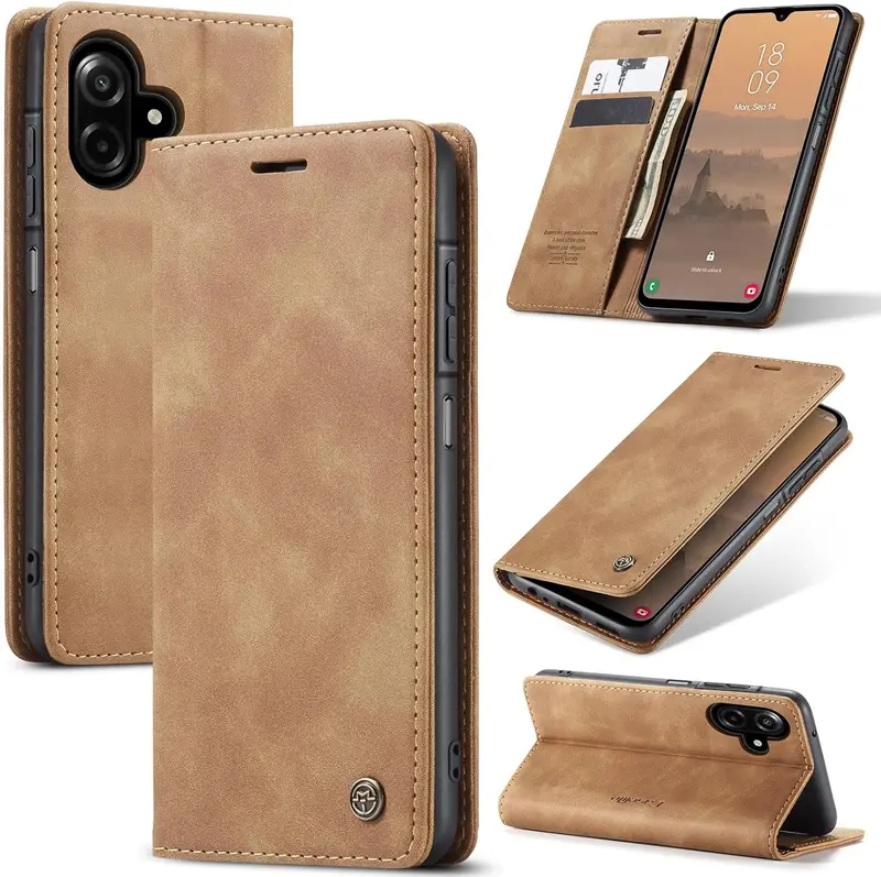 CaseMe book case leer - Samsung Galaxy A07/A08 - Licht bruin