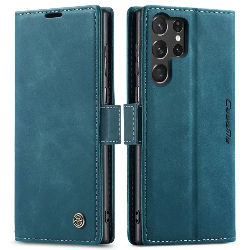 CaseMe book case leer - Samsung Galaxy S25 Ultra - blauw