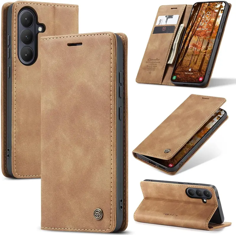 CaseMe book case leer - Samsung Galaxy S26 FE - licht bruin