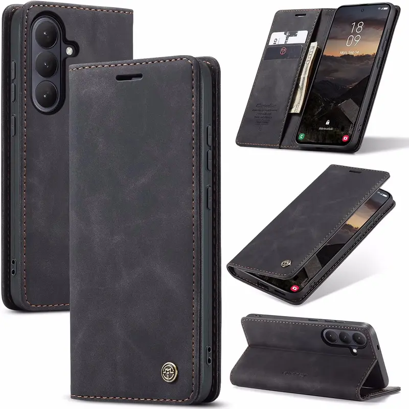 CaseMe book case leer - Samsung Galaxy S26 FE - zwart