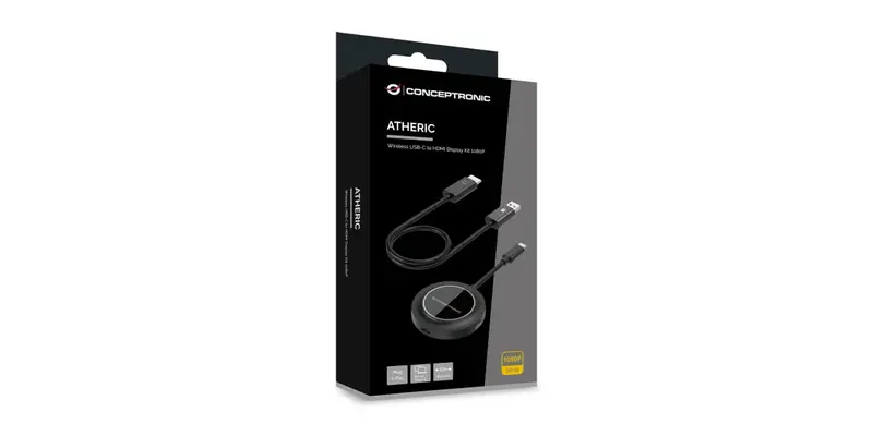 Conceptronic ATHERIC01B draadloze beeldschermadapter HDMI/USB Volledige HD Dongle