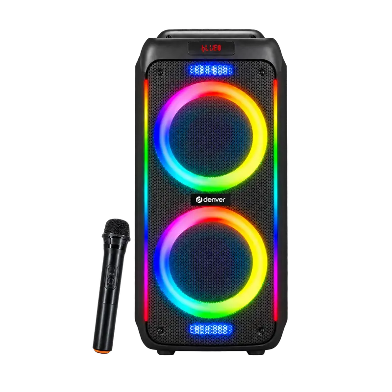 Denver 10 inch partyspeaker · draadloze microfoon · BPS458
