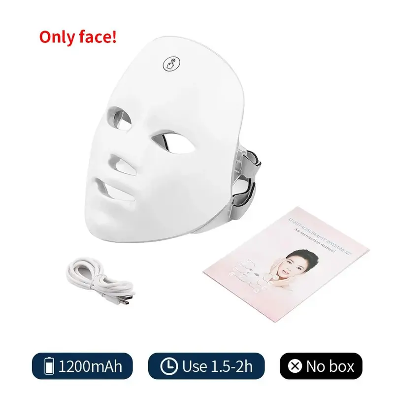 Draadloos 7 Kleuren LED Gezichtsmasker | Photon Lichttherapie Beauty Masker