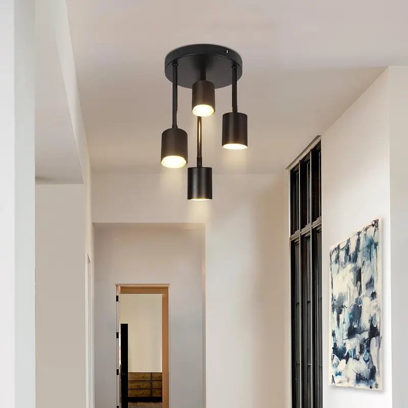 Draaibare Plafondspots GU10 – Zwart, 3 of 4 Lichtpunten