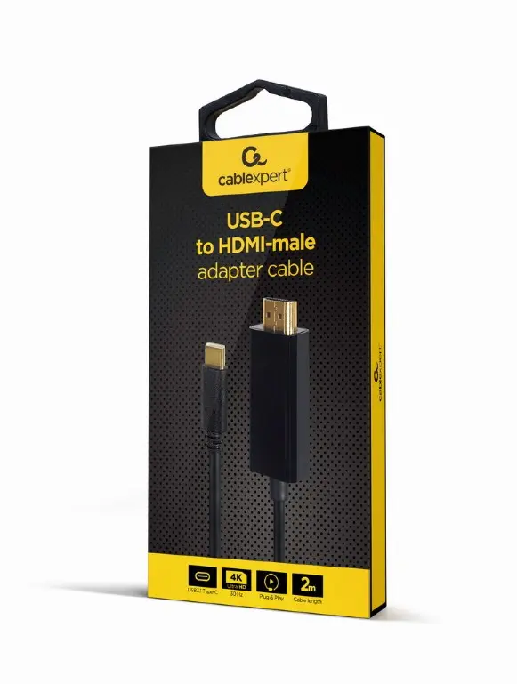 Gembird USB-C naar HDMI kabel, 4K 30 Hz, 2 m, zwart