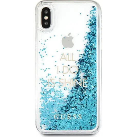 Guess Hard Hoesje Apple iPhone X/XS Glitter Blauw
