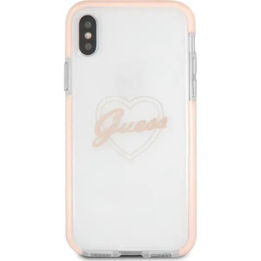 Guess Hoesje Apple iPhone X/XS Transparant Roze