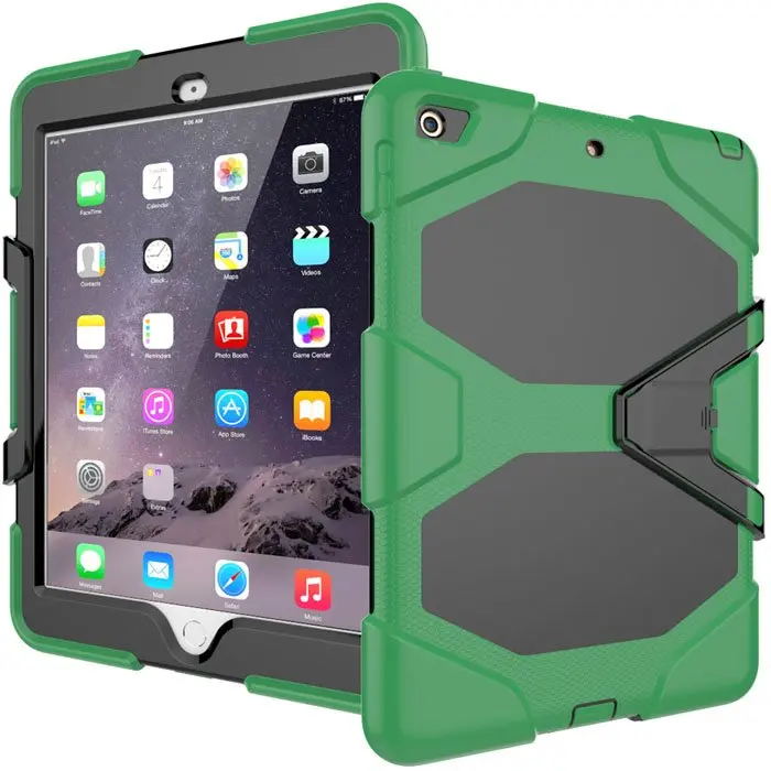 Hoes Apple iPad 9.7 2017/2018 Shock Proof zwart-groen