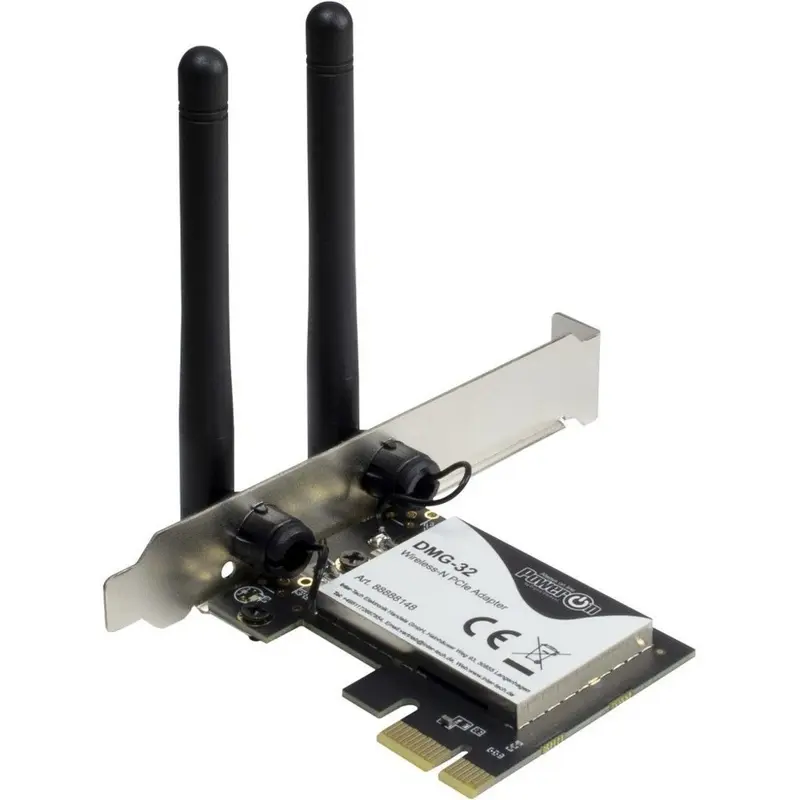 Inter-Tech DMG-32 | Interne WLAN-adapter | PCIe x1 | Wi-Fi 5 (802.11ac) | Dual-band 2,4 & 5 GHz | 650 Mbps | 2x 2dBi antennes