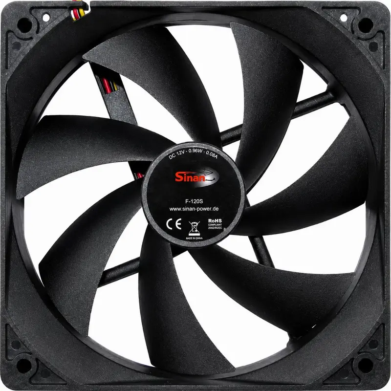Inter-Tech Sinan F-120-S | 120mm Case Fan | 3-Pin | Zwart