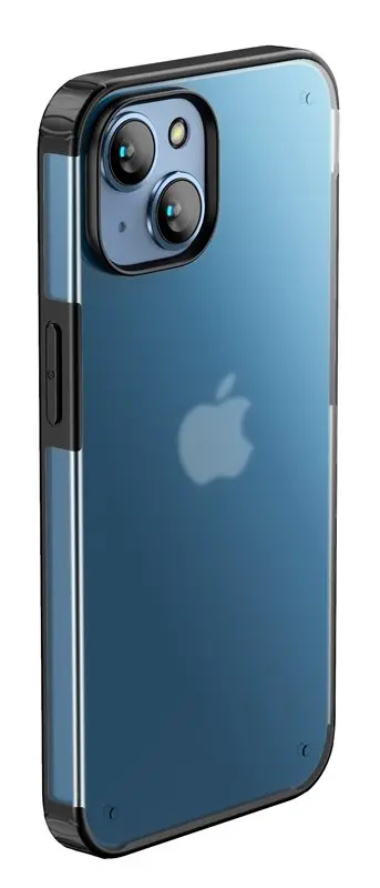 iPhone 14 Plus Hybrid Shockproof Bumper semi transparant/zwart (mat)
