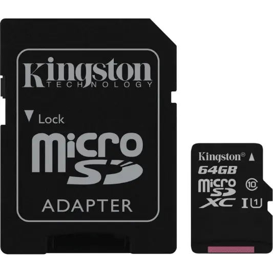 Kingston Micro SD kaart 64 GB + SD Adapter