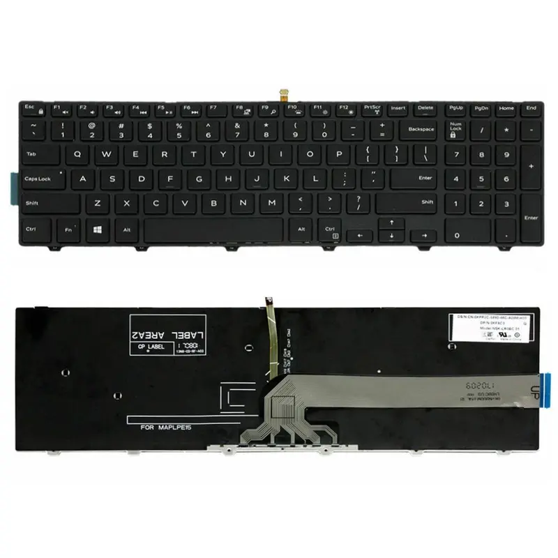 Laptoptoetsenbord met verlichting US-indeling voor Dell 15-9550 / 15-3000 / 15-5542 (witte opdruk)