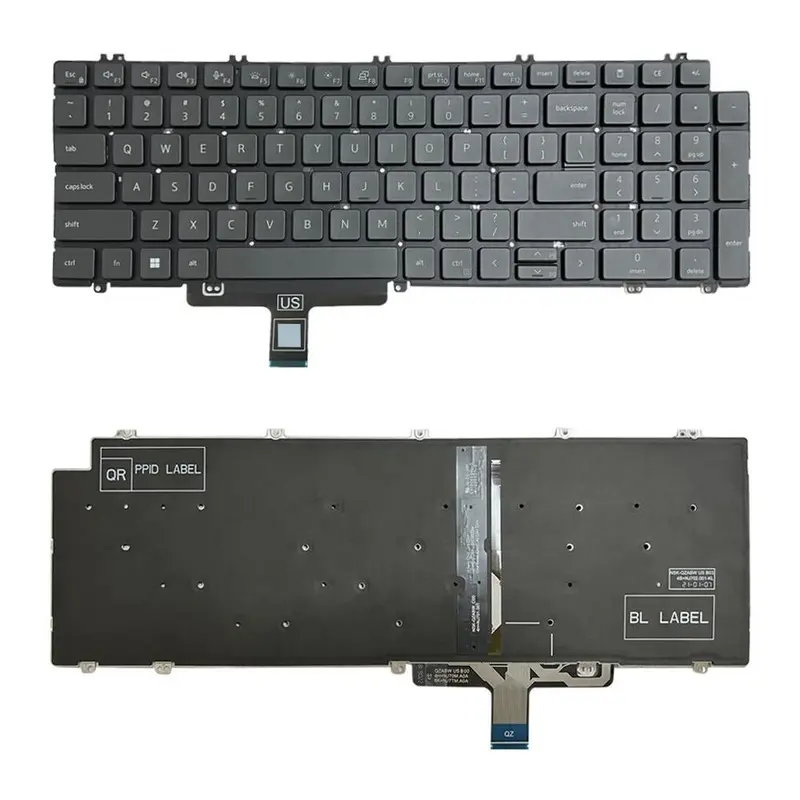 Laptoptoetsenbord met verlichting US-indeling voor Dell Latitude 5520 / 5521 en Precision 3560 / 3561 (zwart)