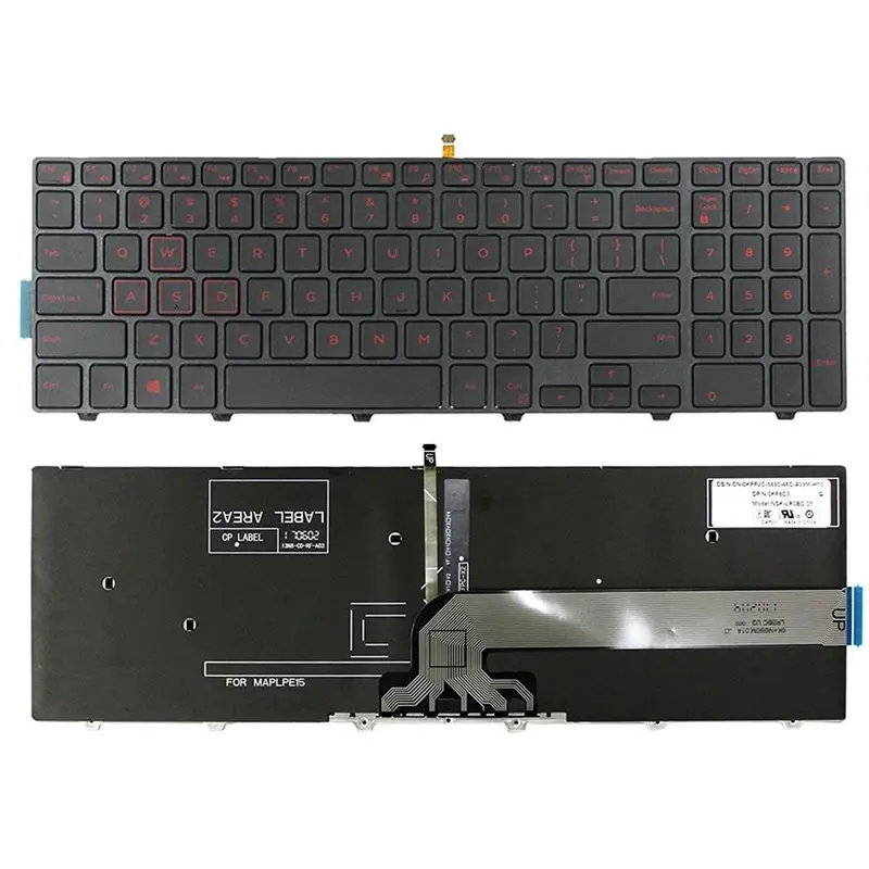 Laptoptoetsenbord met verlichting voor Dell Inspiron 15-3000 / 15-5000 en XPS 15-9550 (rode opdruk)