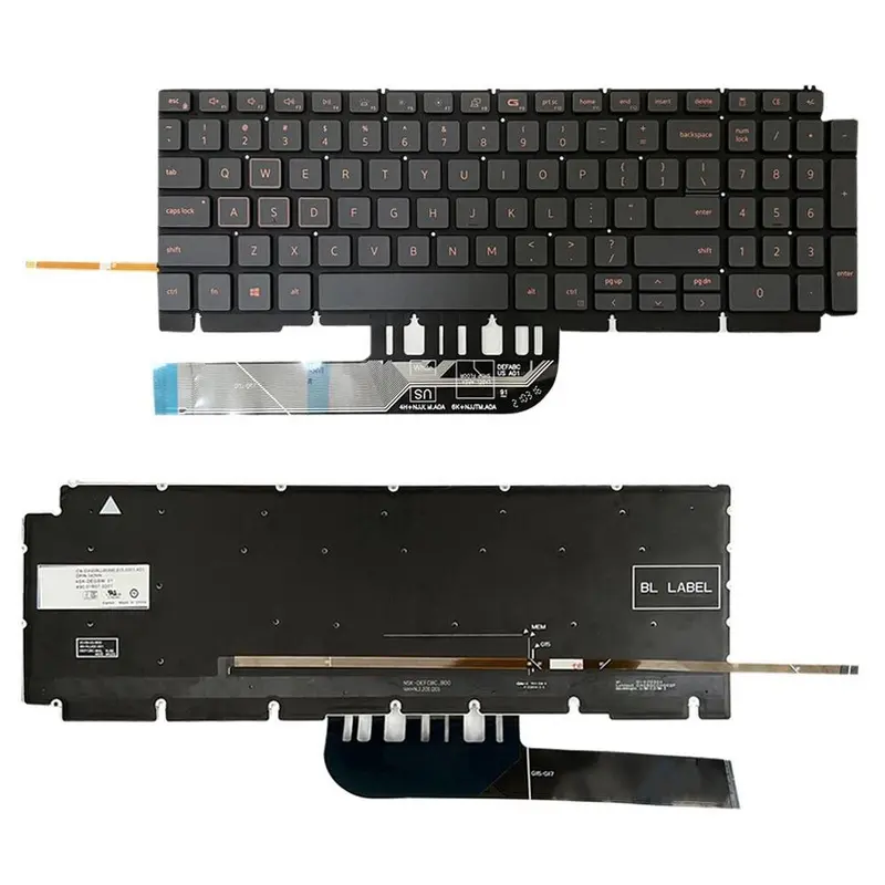 Laptoptoetsenbord met verlichting voor Dell Latitude 7400 / 5400 / 3400 (Spaanse indeling, zwart)