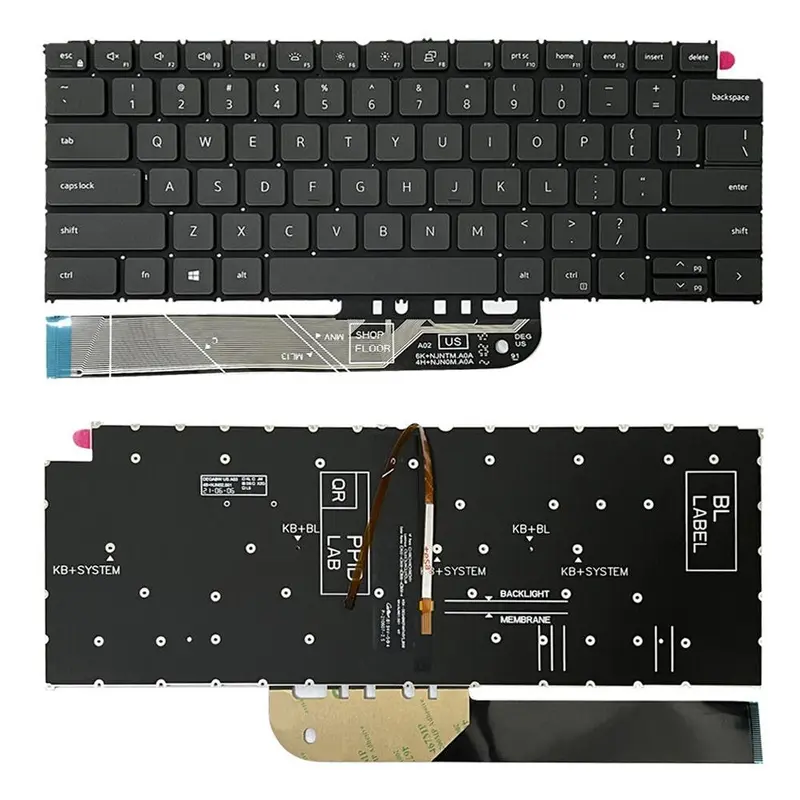 Laptoptoetsenbord met verlichting voor Dell Vostro 5310 5320 5410 Latitude 3320 3420 US-indeling (zwart)