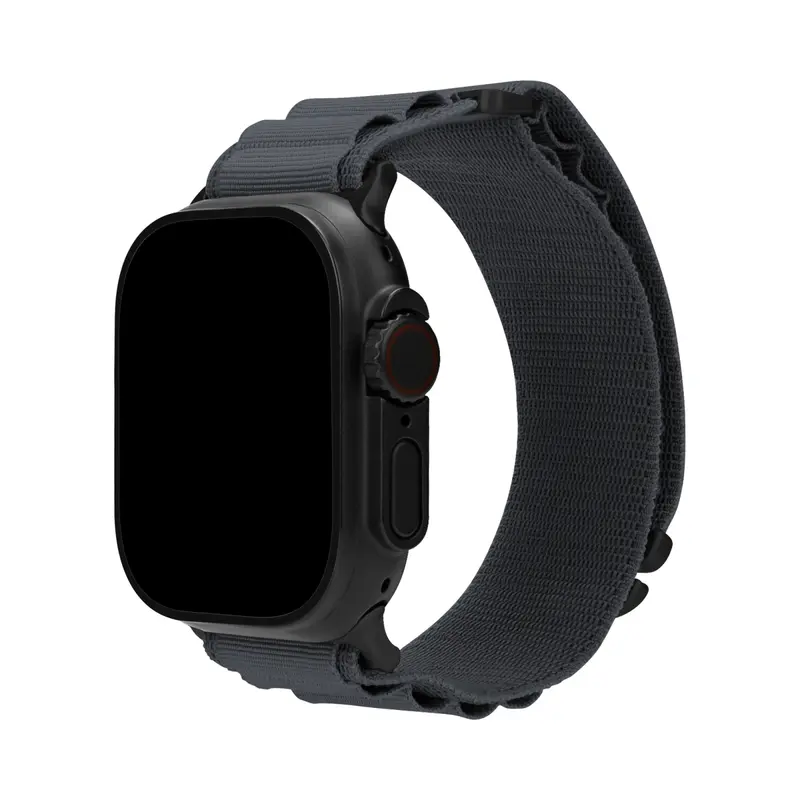 Mobilize Nylon Watch Band - Alpine - Black Connector - for Apple 42/44/45/49mm - Dark Grey