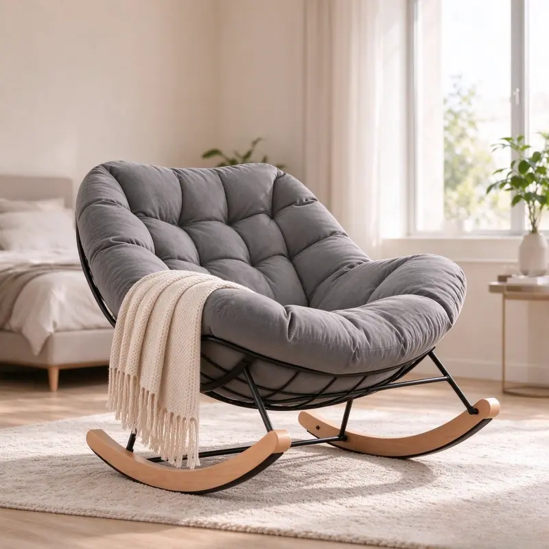 NORDIVALE Papasan Schommelstoel met Dik Kussen