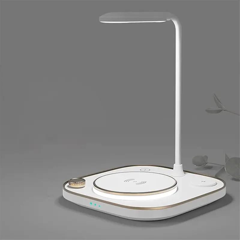 Phreeze 3 in 1 Draadloze Oplader met Bureaulamp - LED - Dimbaar - 15W Draadloos Snelladen - Geschikt voor Apple iPhone, Watch en AirPods (Pro)