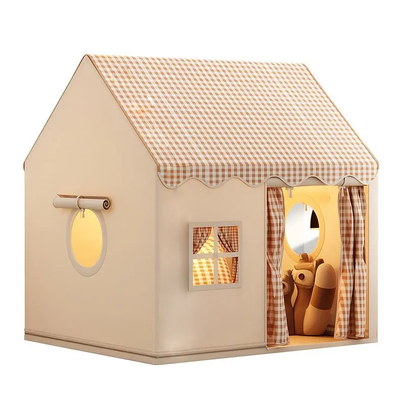 Prinsessenspeeltent voor Kinderen – Beige en Wit met Raam