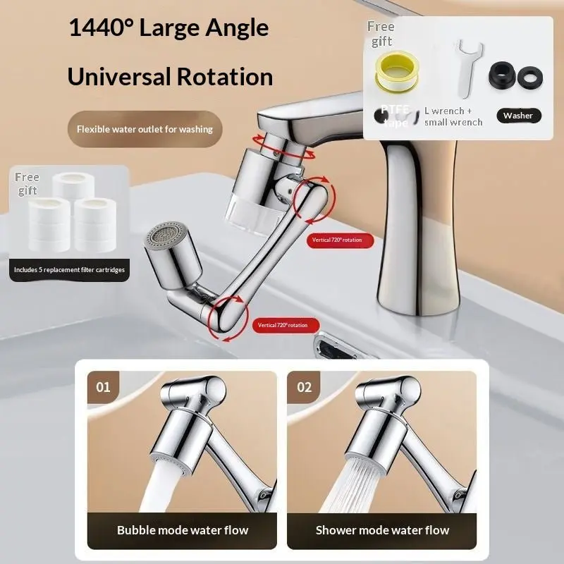 Robotic Arm Universeel Kraanfilter met 360° Draaibare Sproeikop