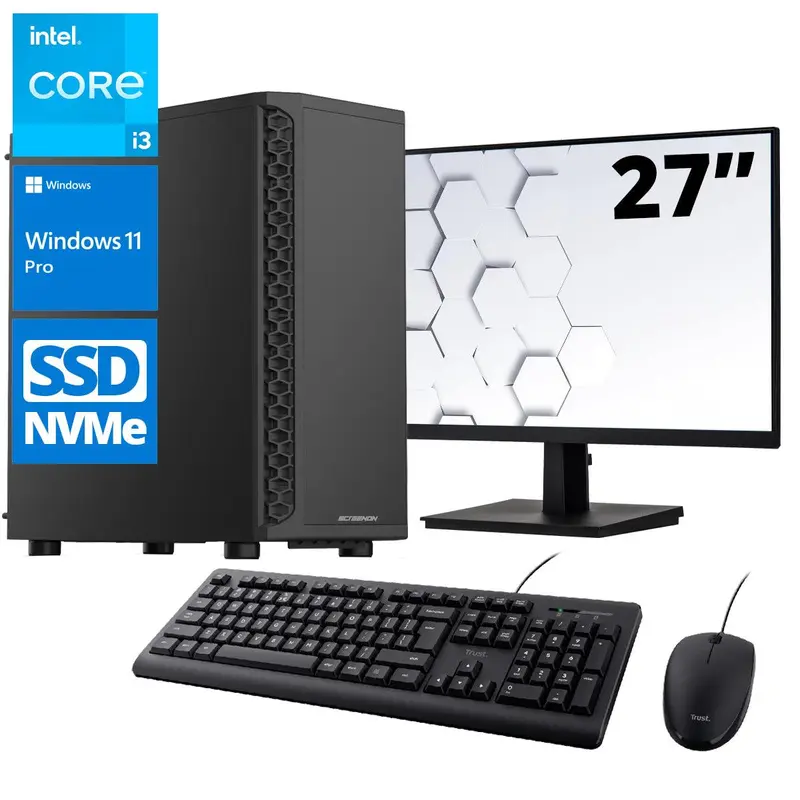 ScreenON - Office Set - Z400125 - V2 - (OfficePC.Z400125 + 27 Inch Monitor + Toetsenbord + Muis) + WiFi & Bluetooth