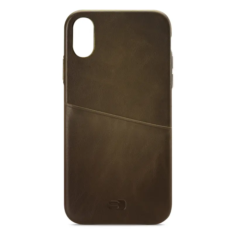 Senza Desire Leather Cover with Card Slot Apple iPhone X/Xs Burned Olive