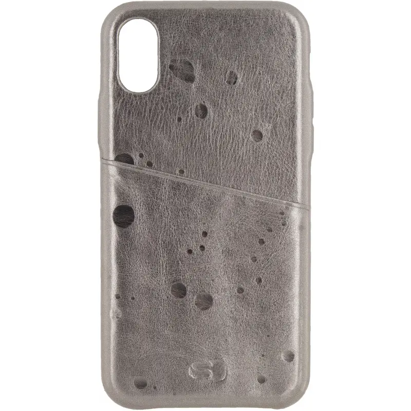 Senza Glam Leather Cover with Card Slot Apple iPhone X/Xs Metallic Grey