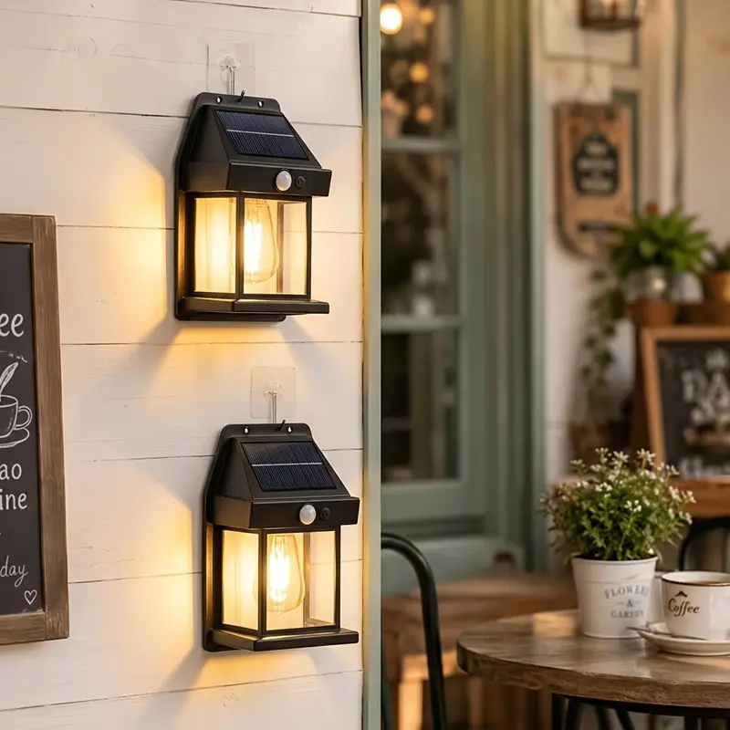 Solar Wandlampen Buiten met Bewegingssensor IP65 – Set van 2 met 3 Lichtstanden