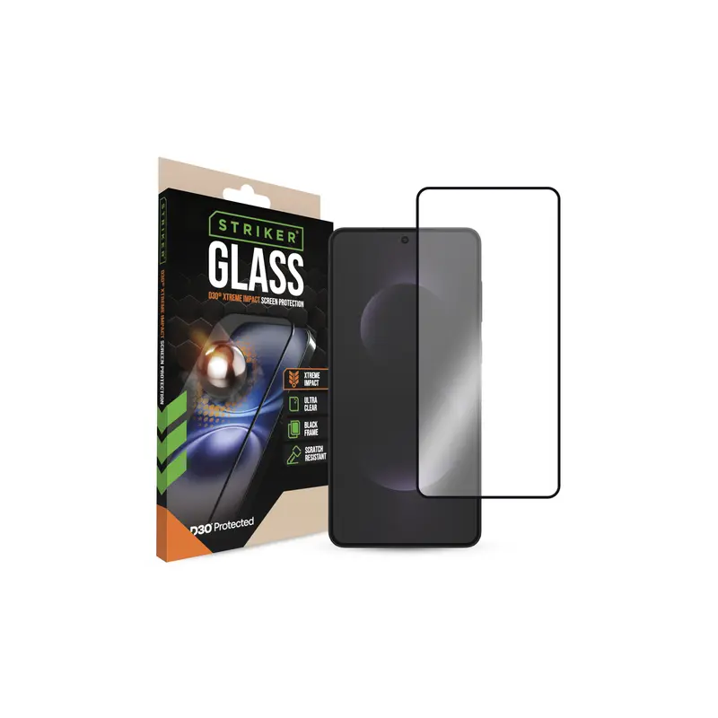 Striker D3O Xtreme Impact Glass Screen Protector - Black Frame - Samsung Galaxy S25 Edge 5G
