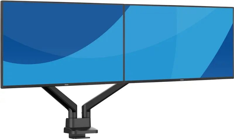 Stylish flexible deskmount for dual monitor with mechanical spring formonitors up to 32i (12kg) Pivot Bearing head structure Smooth operation