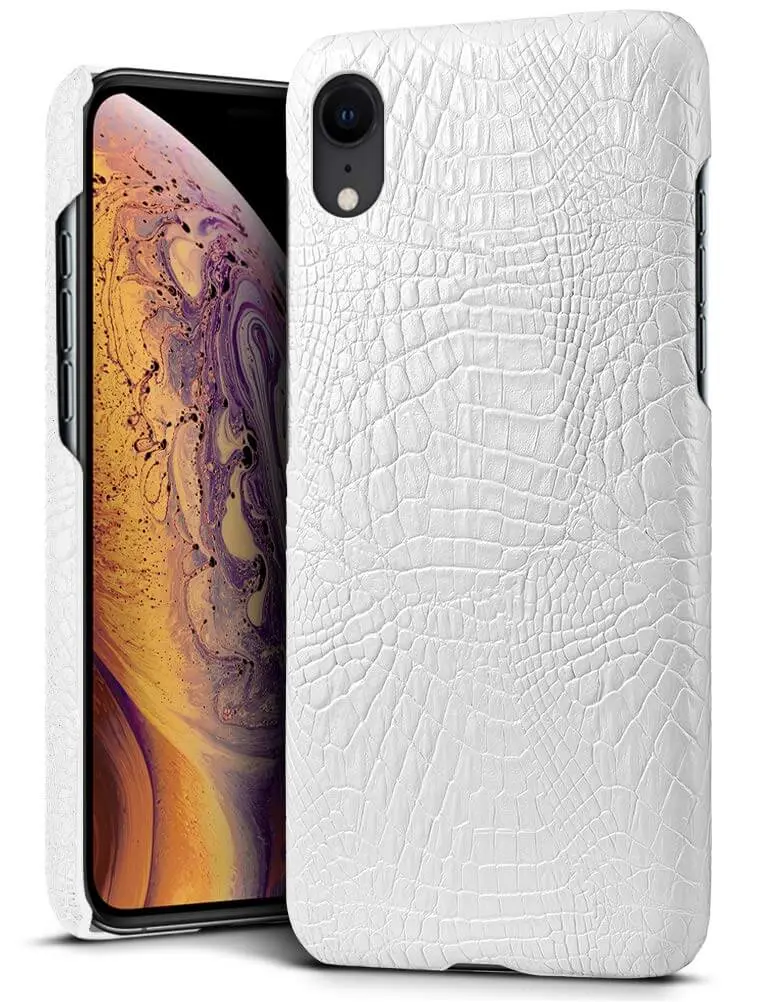 Vintage case leer iPhone XR - wit