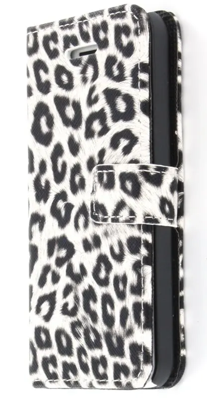Wallet case luipaard Apple iPhone 5C wit