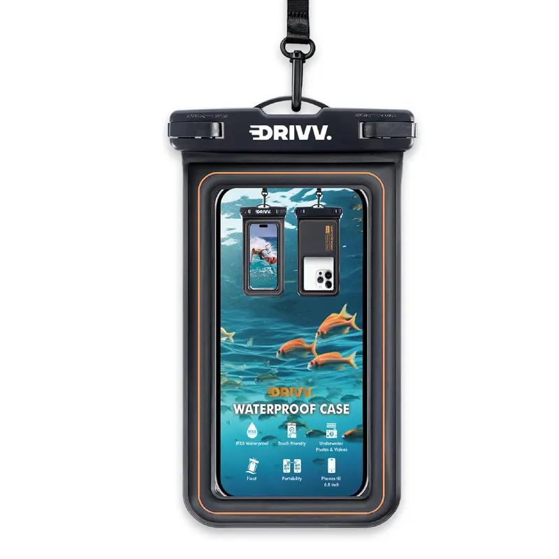 Waterdicht Telefoonhoesje – Blijft drijven en beschermt - Zwart - 6.5 inch
