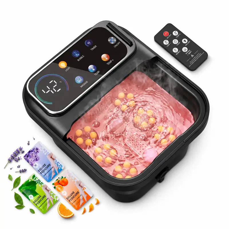 Zenergy Voetenbad - Automatische Massage - Incl 3x Badzout - Verwarming - Bubbels - Elektrisch Voetbad - Opvouwbaar - 35°C tot 48°C